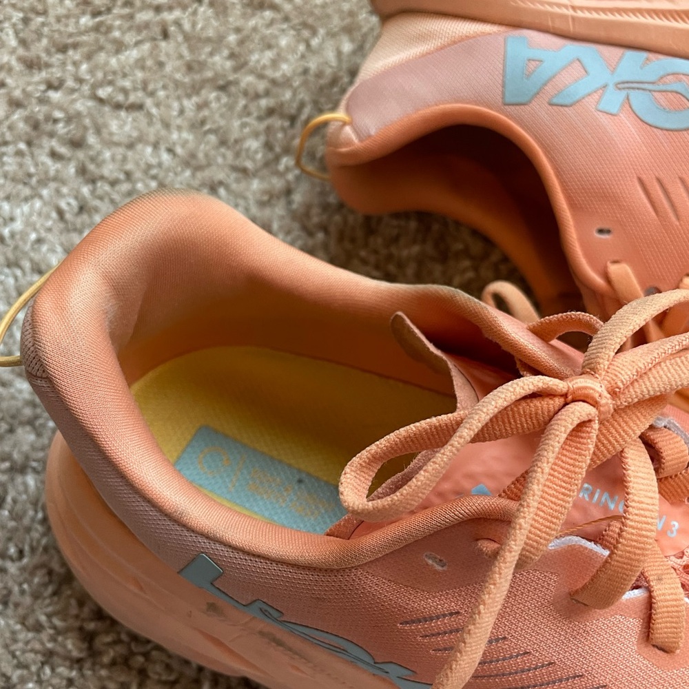 Hoka Peach/Yellow Women’s Athletic Running Shoes - Picture 12 of 14